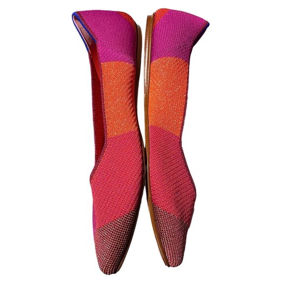 Rothys Flats Womens 12.5 Pink Point Knit Metallic Pomegranate Patchwork Colorful - Picture 14 of 15